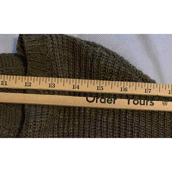 Pink Rose Dark Green Ribbed Knit Sweater Medium Soft 100% Acrylic CottageCore - Picture 11 of 12